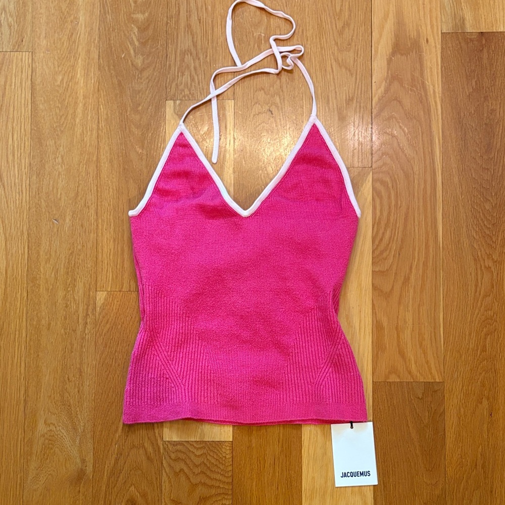 LA MAILLE MARUBIA KNIT HALTER TOP IN ROSA